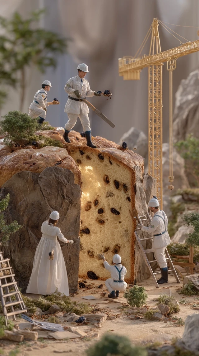 Giant Panettone Construction Macro Photography