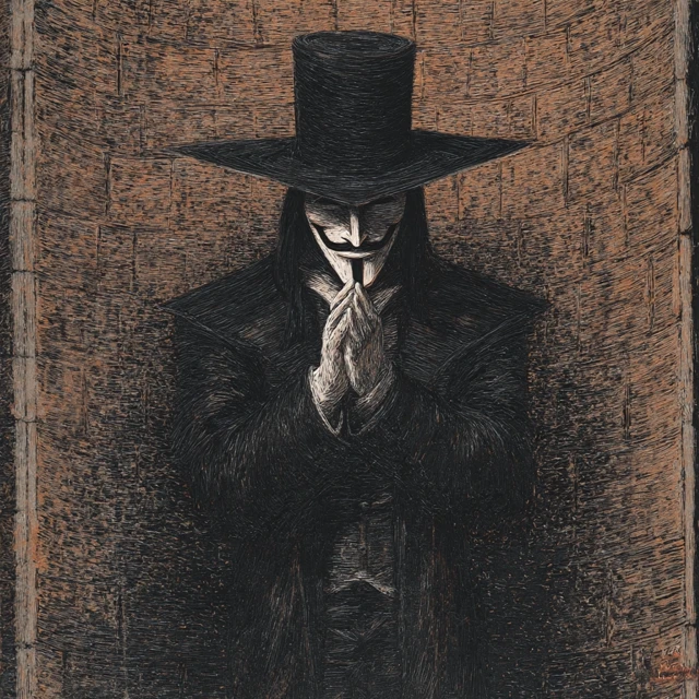 Guy Fawkes Mask in Dark Gothic Art Style