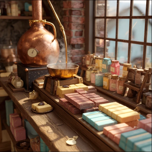 Whimsical Chocolate Workshop Interior Illustration