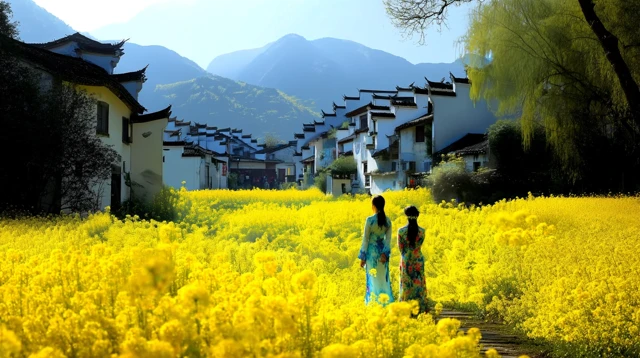 Wuyuan Hongling Village Spring Scene