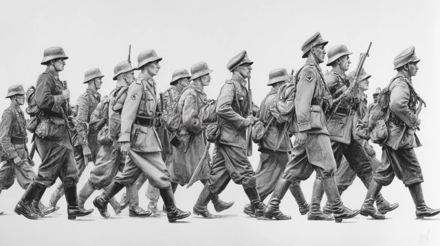 WWII German Parade Drawing - 1940 March