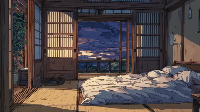 Anime Bedroom Nighttime Interior Design