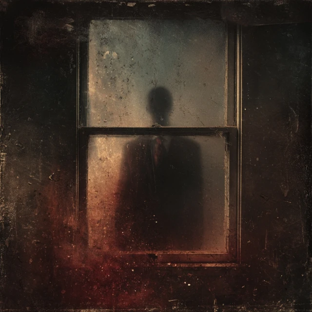 Vintage Horror Poster Silhouette in Window