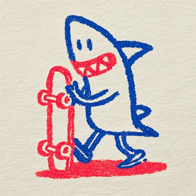 Retro Cartoon Shark Mascot Skateboard Design
