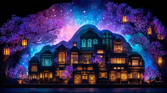 Dreamy Fantasy Village Illustration