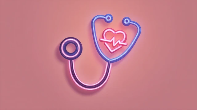 Futuristic Heart Stethoscope Icon Design