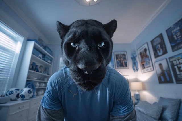 Puma Head Man in Bedroom Football Theme