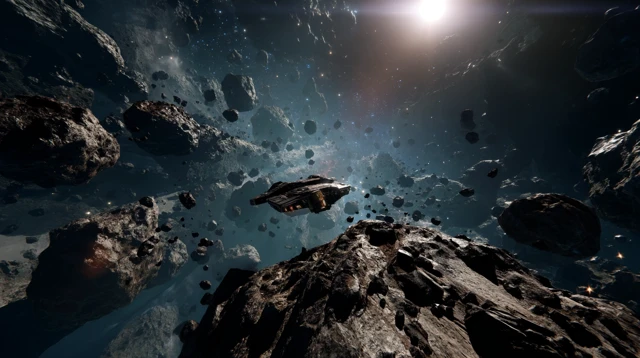 Asteroid Corridor Cinematic Space Scene