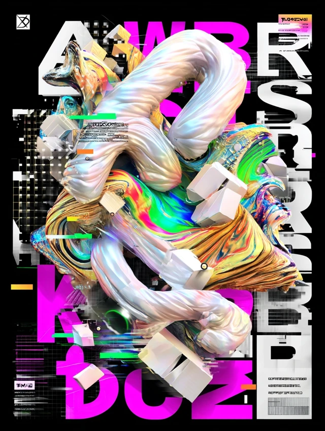 Glitch Rabbit Poster Design Abstract Art Freedom