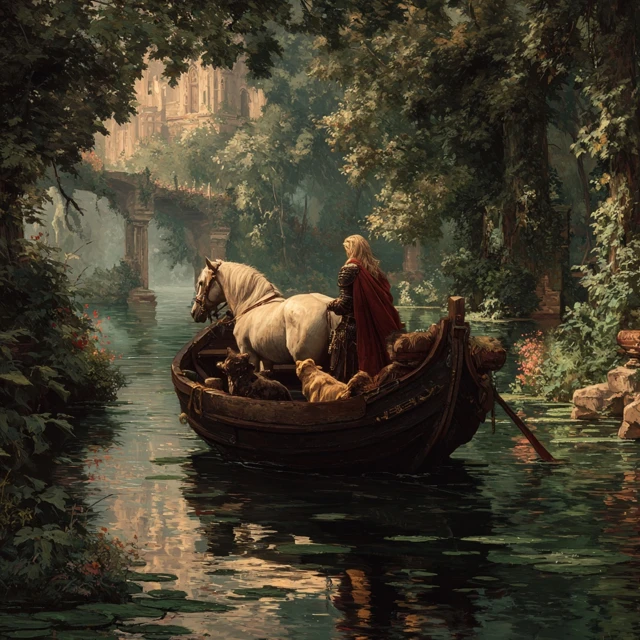 Ferryman of Animals Oil Painting Fantasy