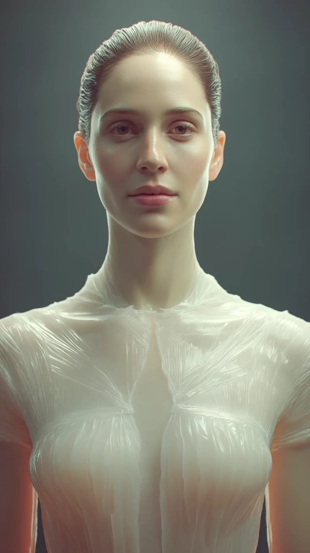 Ethereal Glass Woman: Futuristic Art