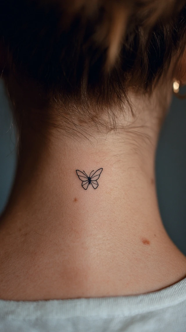 Butterfly Neck Tattoo Minimalist Design Simple Elegance