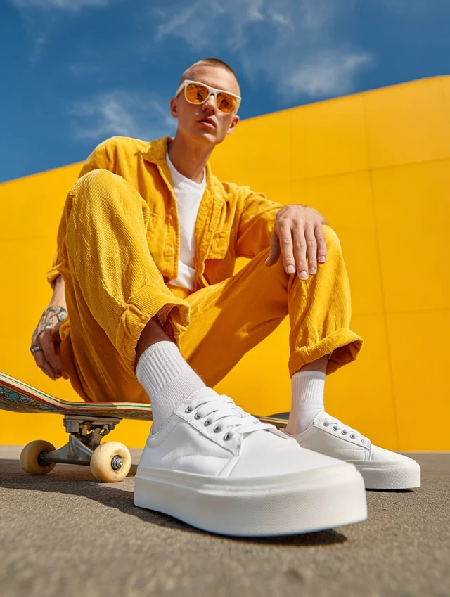 Skateboarder in White Sneakers Product Photo