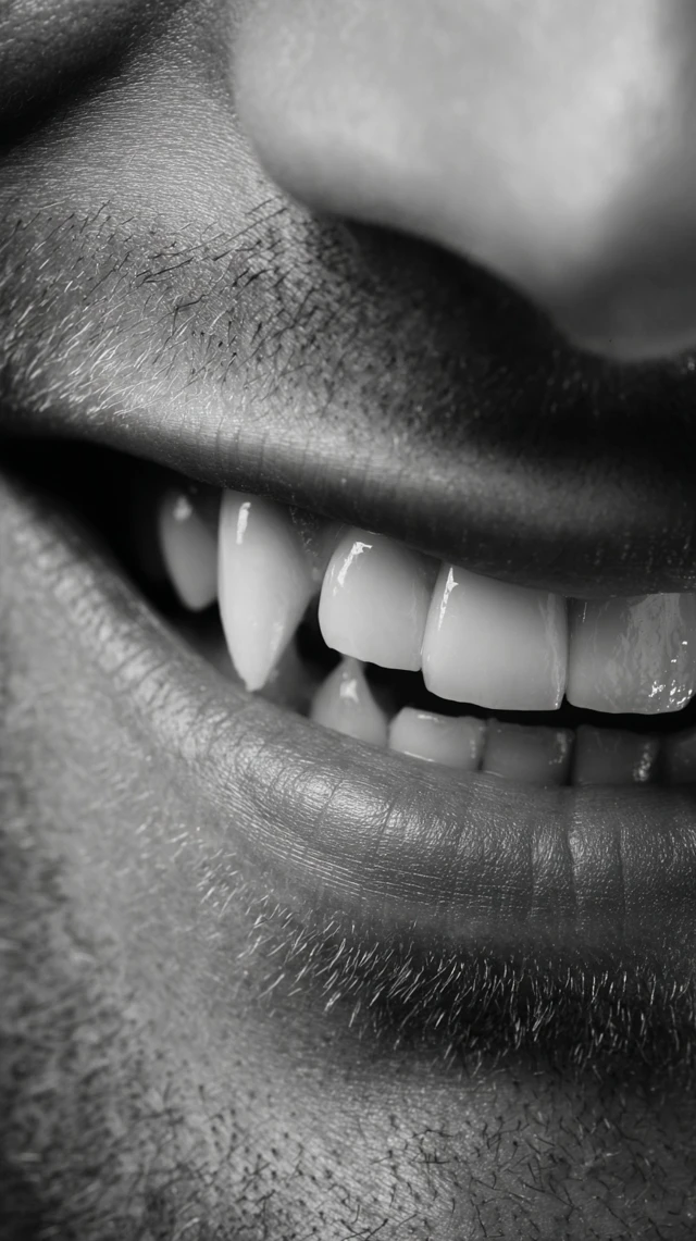 Vampire Fangs Close Up Black and White Photography