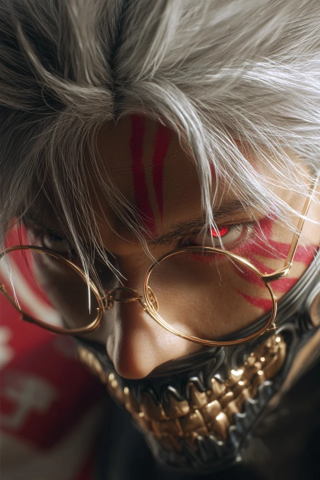 Ultra Realistic Anime Character with Metallic Mask