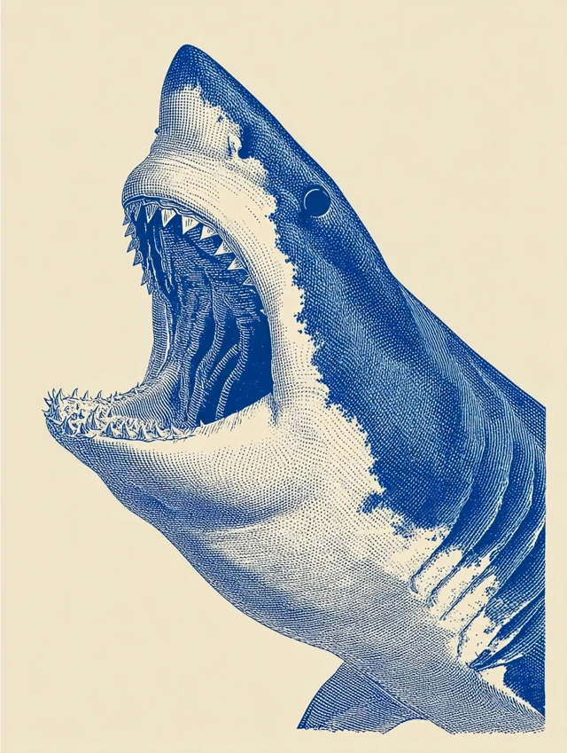 Vintage Halftone Shark Illustration