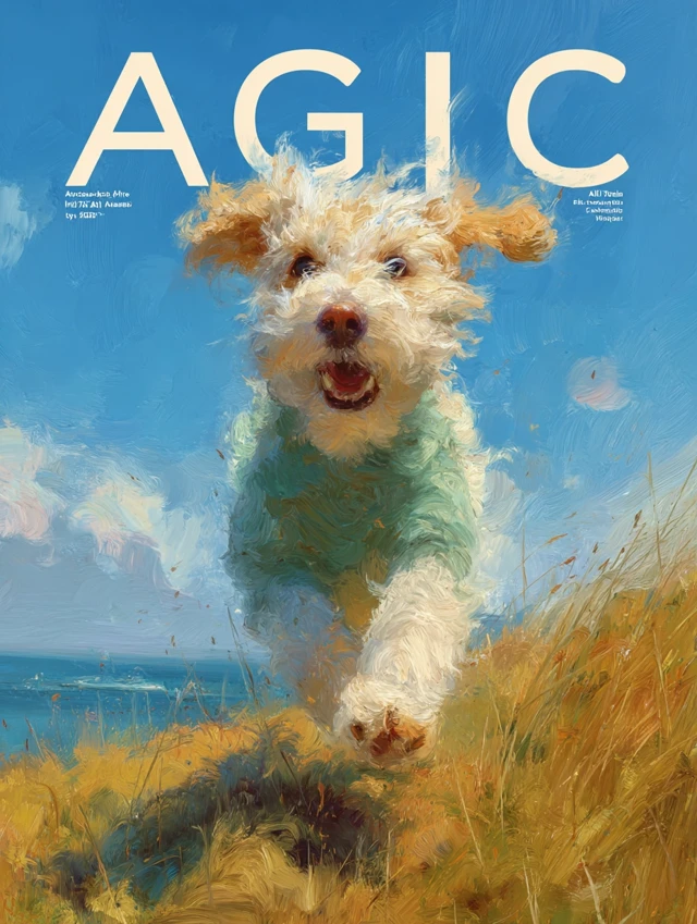 AIGC Art Magazine Cover Dog Running