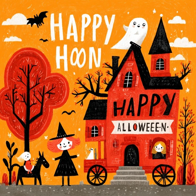 Whimsical Halloween Illustration Hand Drawn Style