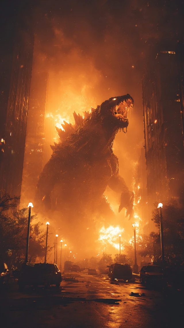 Monster Attacks City Destruction Scene Photography