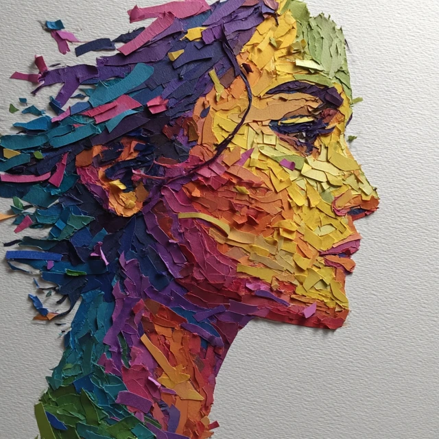 Paper Portrait Colorful Woman Art