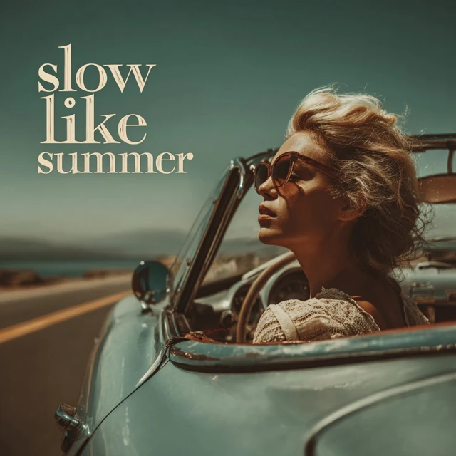 Slow Like Summer Woman Driving on Beach Road