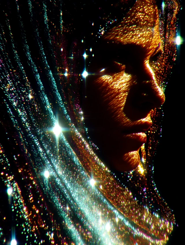 Close-Up Eye with Zodiacal Light Iris