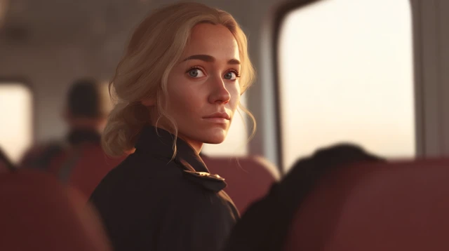 Blonde Woman Train Staff Uniform