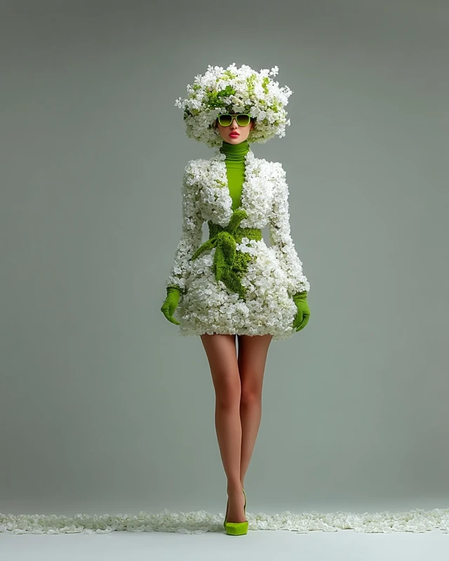 Woman in Floral Dress Long Legs Artistic Fashion