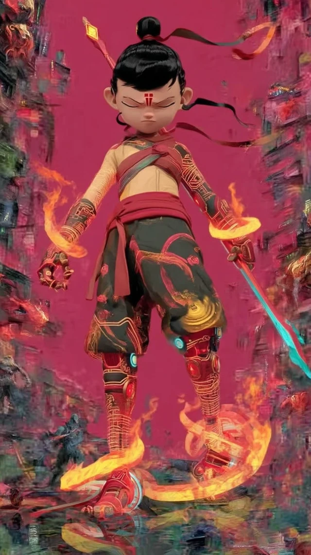 Cyberpunk Nezha: Chinese God in Futuristic City
