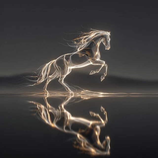 Elegant Horse Rearing in Digital Art Style