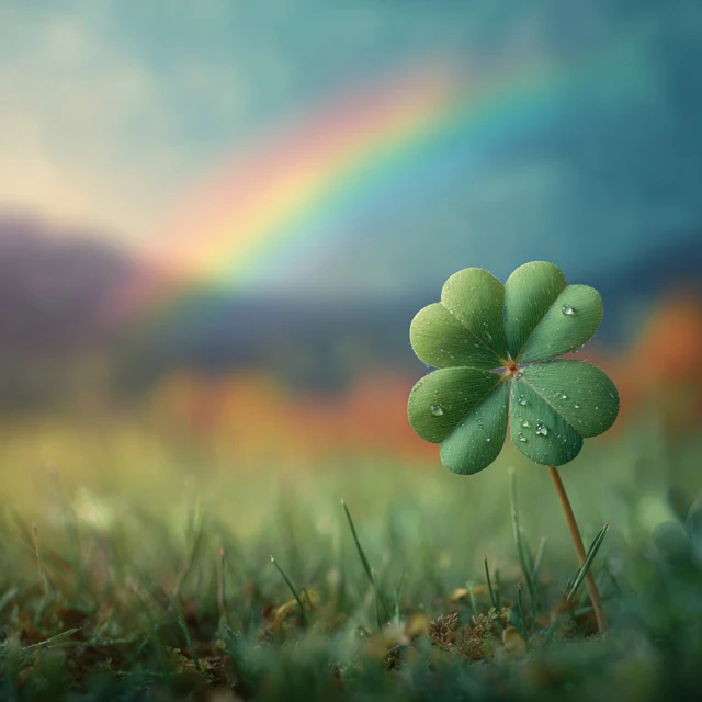 Four Leaf Clover Rainbow Fantasy Illustration