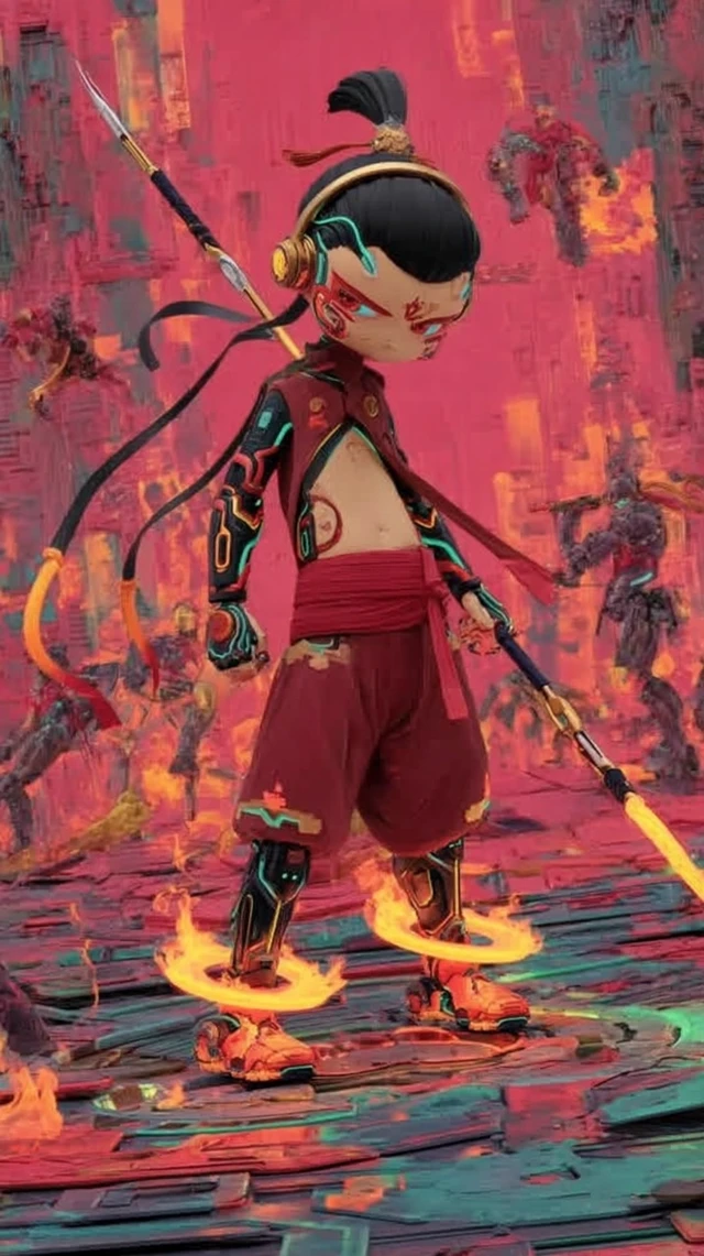 Cyberpunk Nezha: Chinese God in Futuristic City