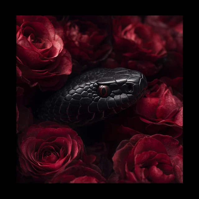Black Snake and Red Roses Art