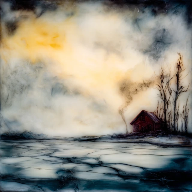 Winter Cabin Oil Painting