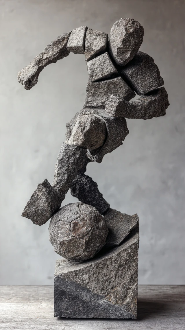 Stone Football Sculpture Nordic Minimalist Art