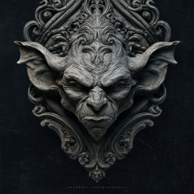 Gargoyle Fantasy Art Gothic Architecture Black and Grey