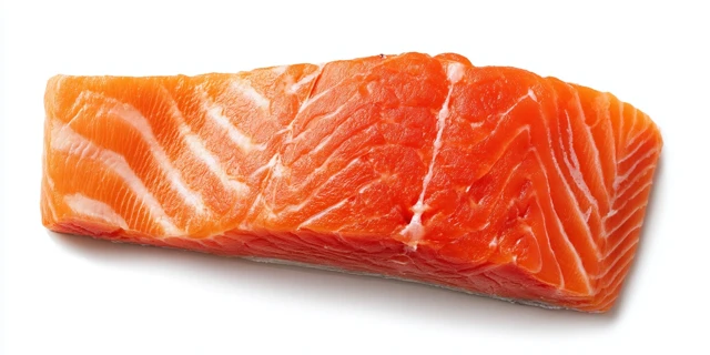 Fresh Salmon Loin Slice Isolated on White Background
