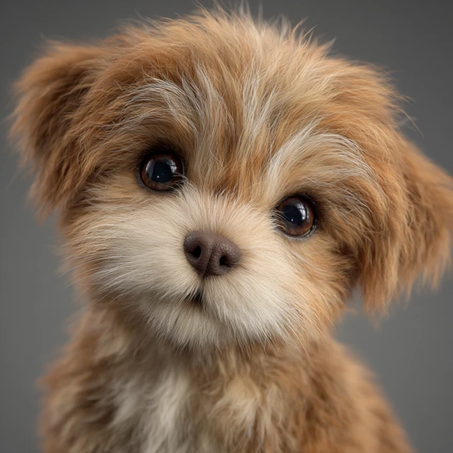 Photorealistic Cute Baby Dog Puppy Portrait