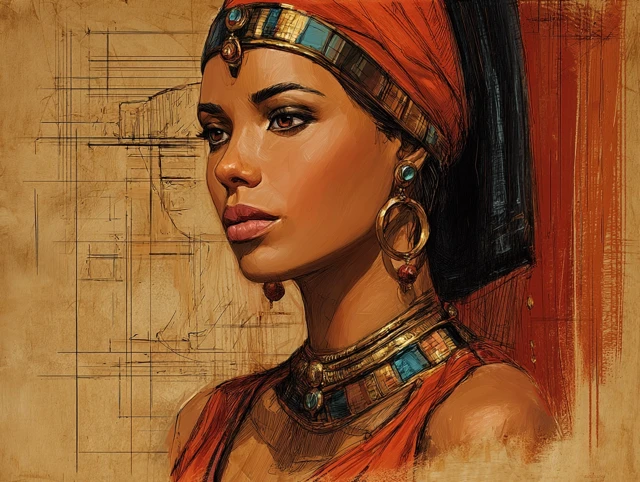 Hieratic Woman Portrait Realistic