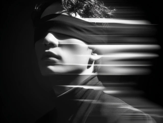 Blindfolded Asian Portrait Futuristic Aesthetic