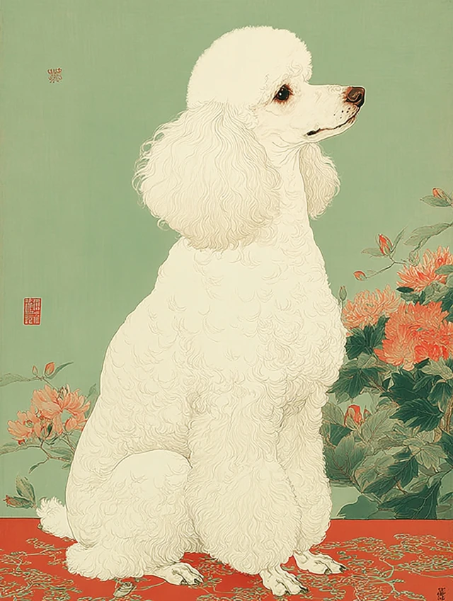 White Poodle Dog Painting