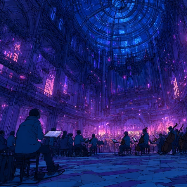 Cosmic Concert Hall Anime Style Surreal Architecture