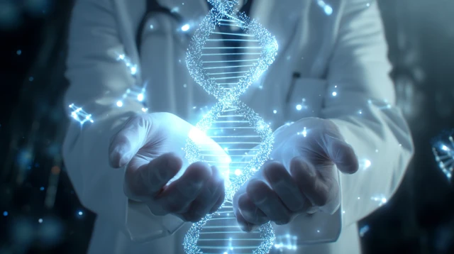 Doctor Holding DNA Structure Medical Science
