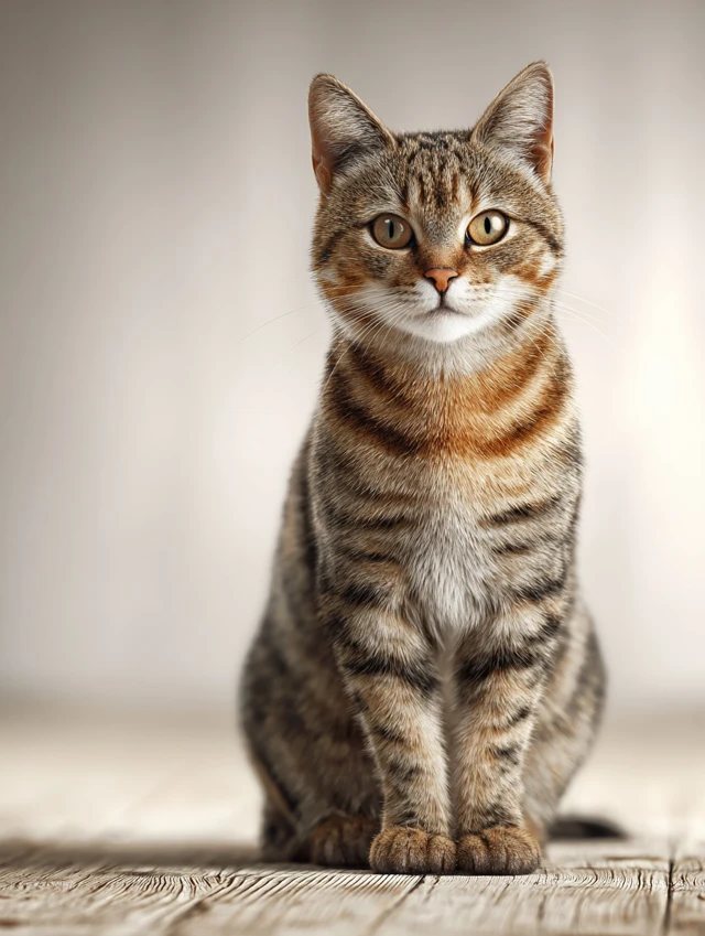 Adorable Realistic Cat Portrait Frontal View