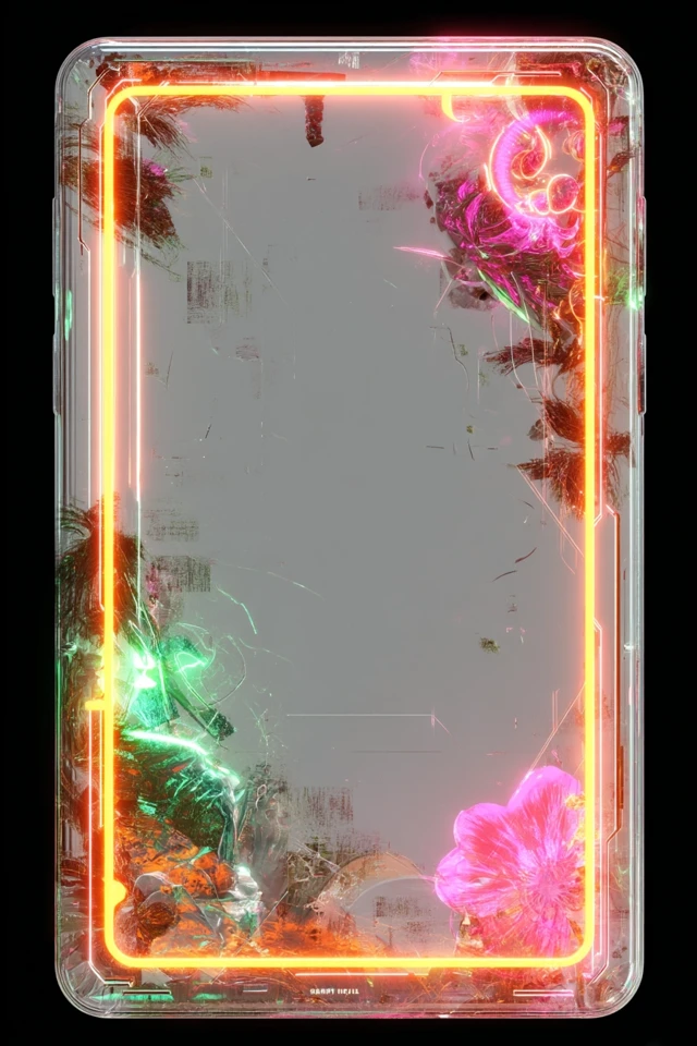 Neon Trading Card Frame Futuristic Design