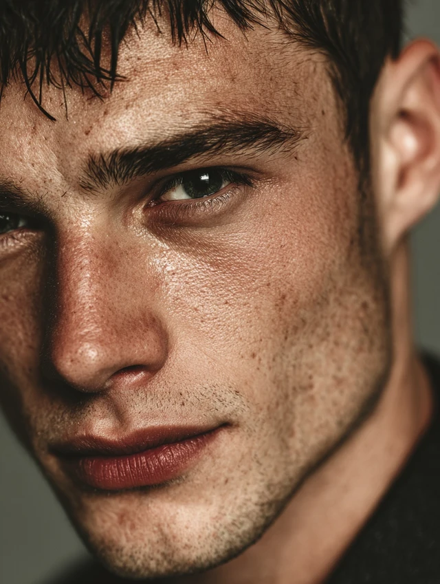 European Male Model Portrait Close Up Fashion Magazine