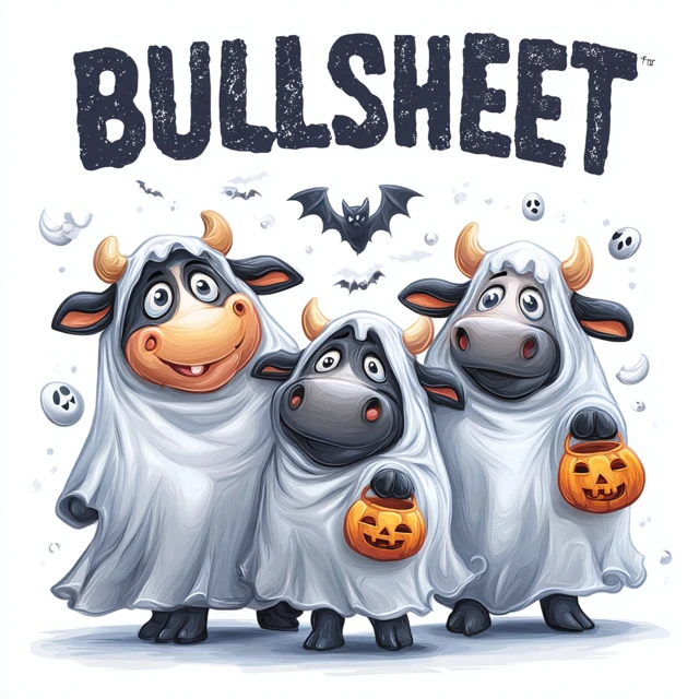 Halloween Bullsheet Cartoon Cows Spooky and Funny