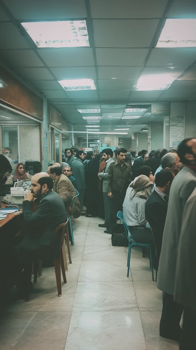 Crowded Iranian Regulatory Office Interior