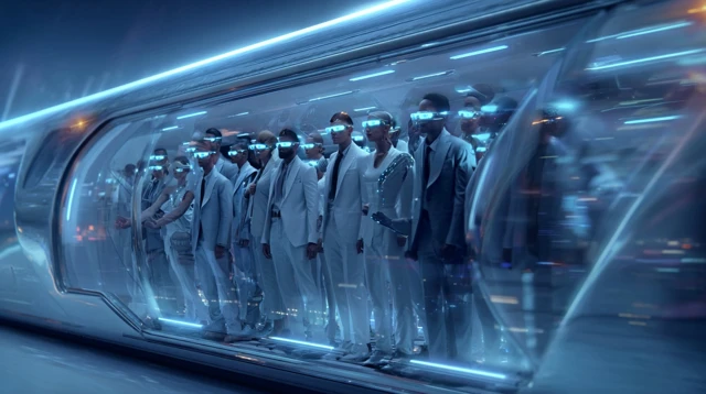 Futuristic Train and Dancers in Techwear Fashion