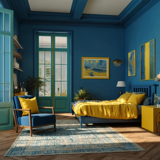 Van Gogh Inspired Bedroom Interior Design